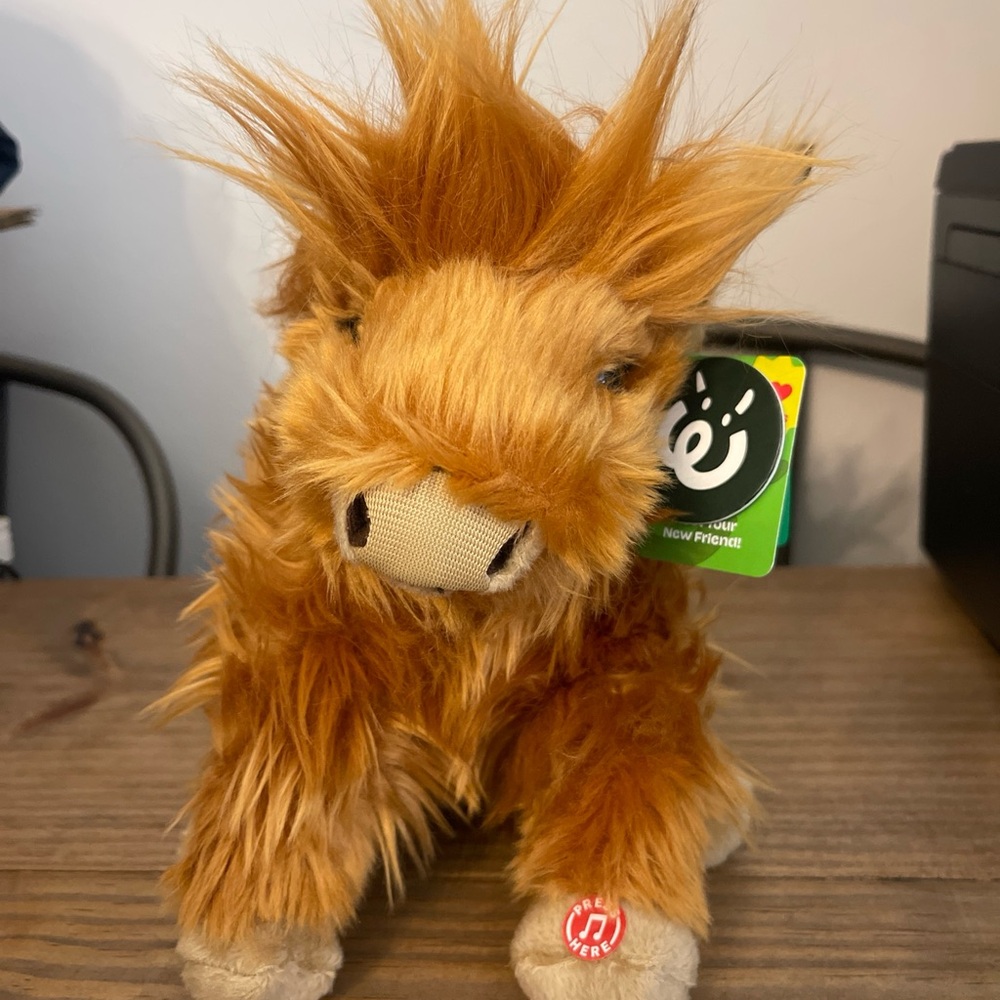Living Nature Soft Toy Plush 10" Highland Cow with Sound Animal Moo. See video